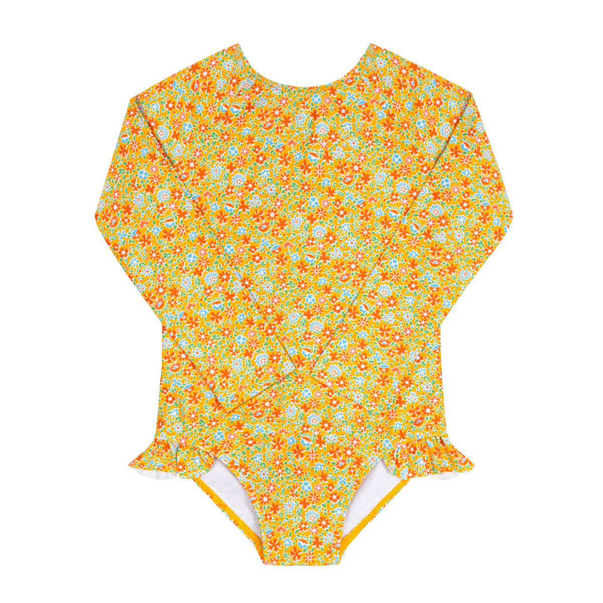 Girls Marigold Floral Rashguard One piece