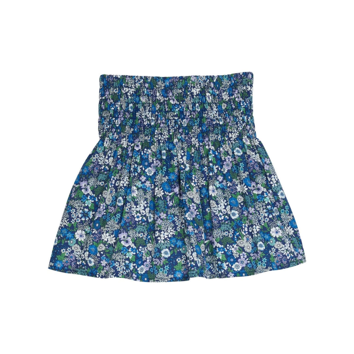Shirred Circle Skirt - Brookline Blossoms Blue