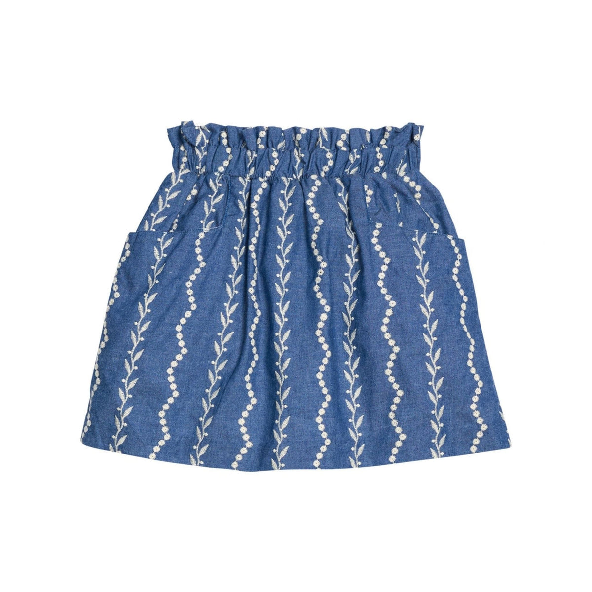 Portofino Skirt with Pockets - Chamonix Chambray Embroidery