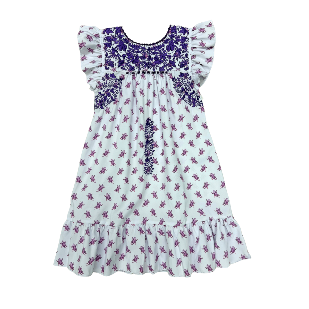 Flutter Sleeve Dress With a Ruffle - Spirit - Purple