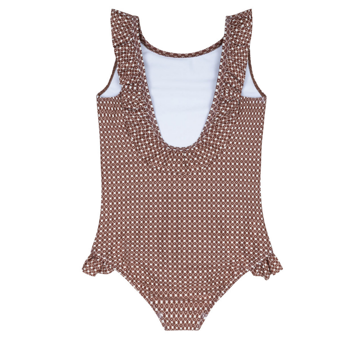 Girls Chocolate Dot Ruffle Collar One Piece