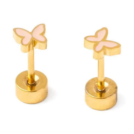 Mini Butterfly Stud Earrings - Blush