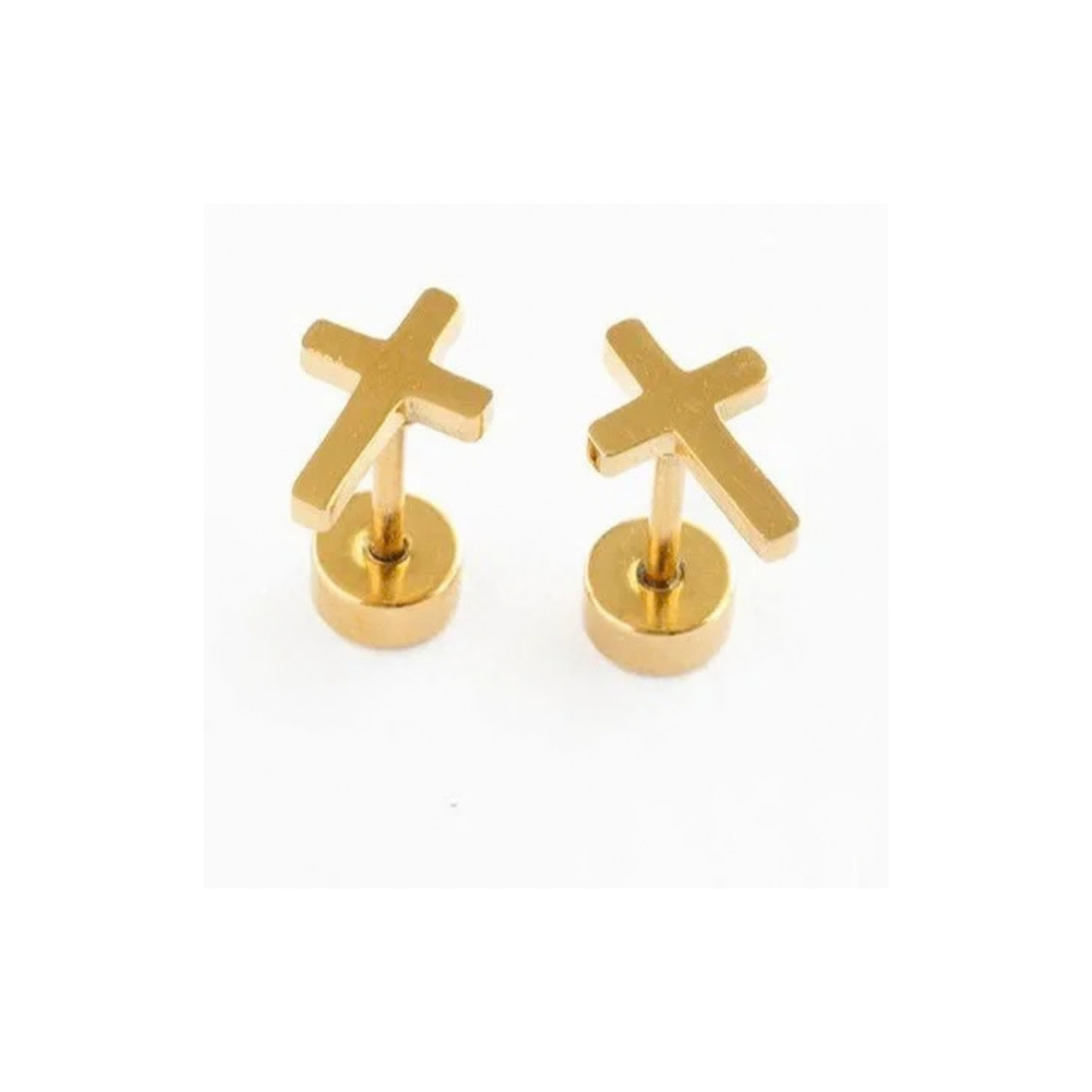 Cross Stud Earrings - Gold