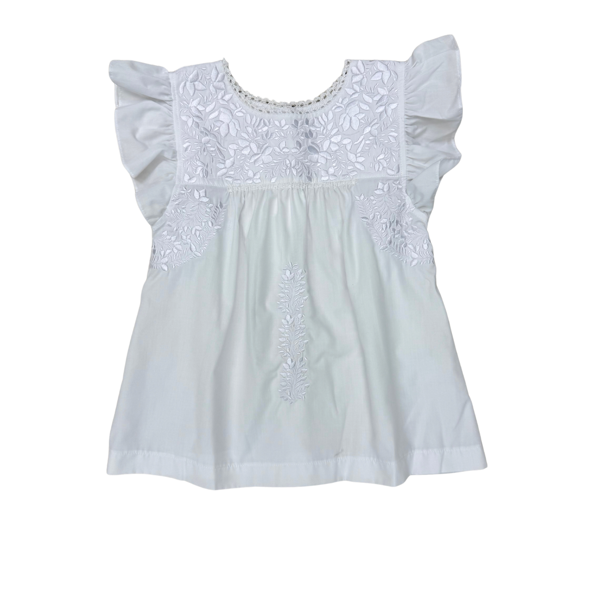 Girls' Flutter Sleeve Top - Pearl