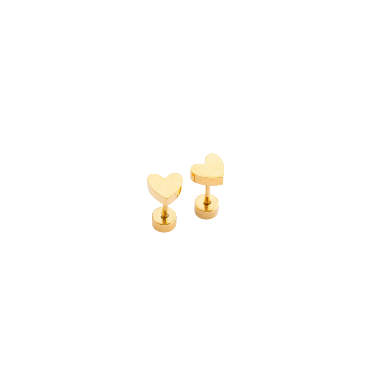 Heart Stud Earrings - Gold