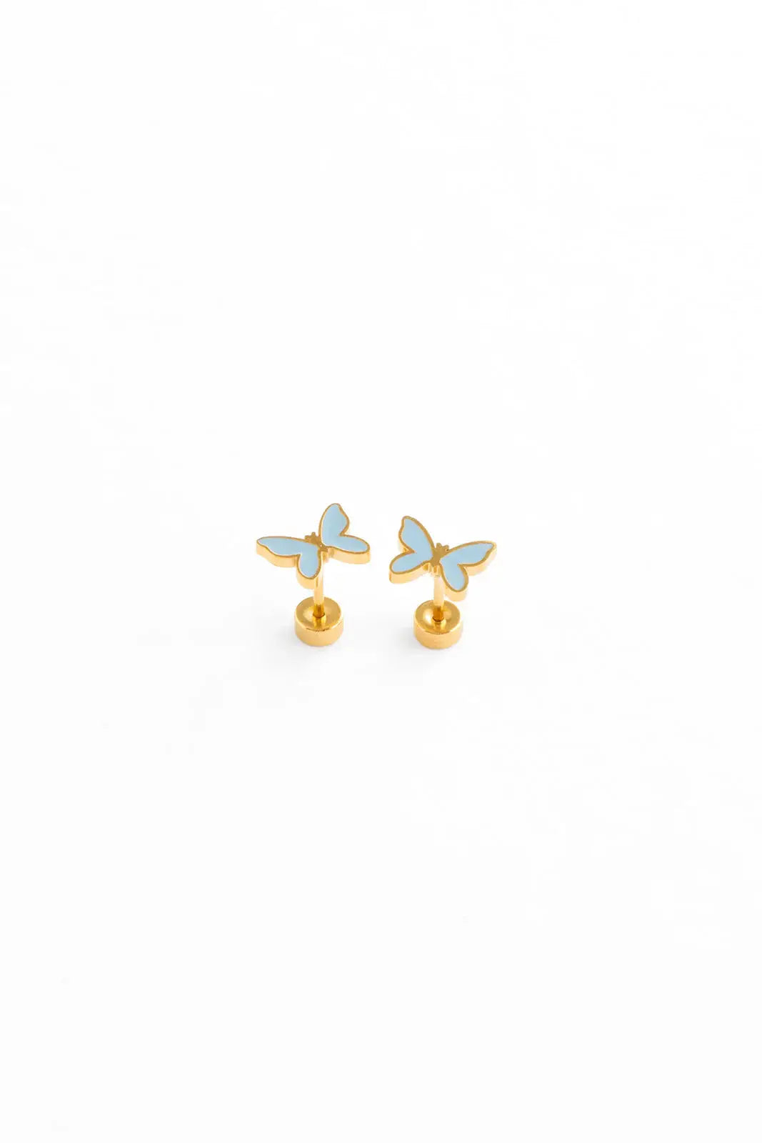 Enamel Butterfly Stud Earrings - Blush