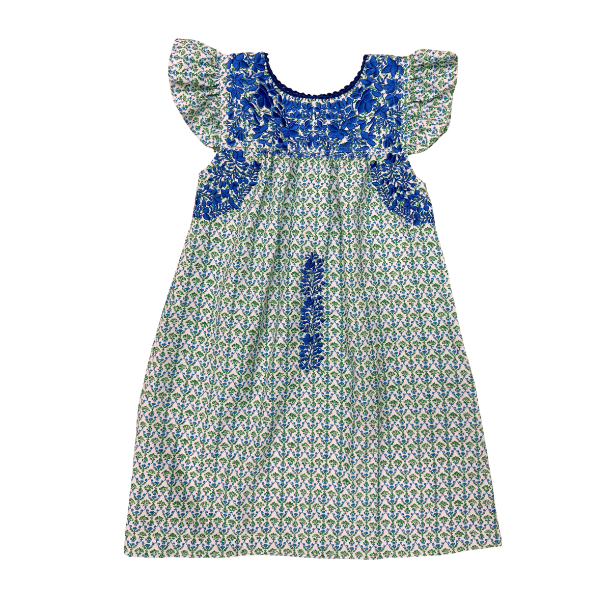 Flutter Sleeve Dress Without a Ruffle - Blue Willow