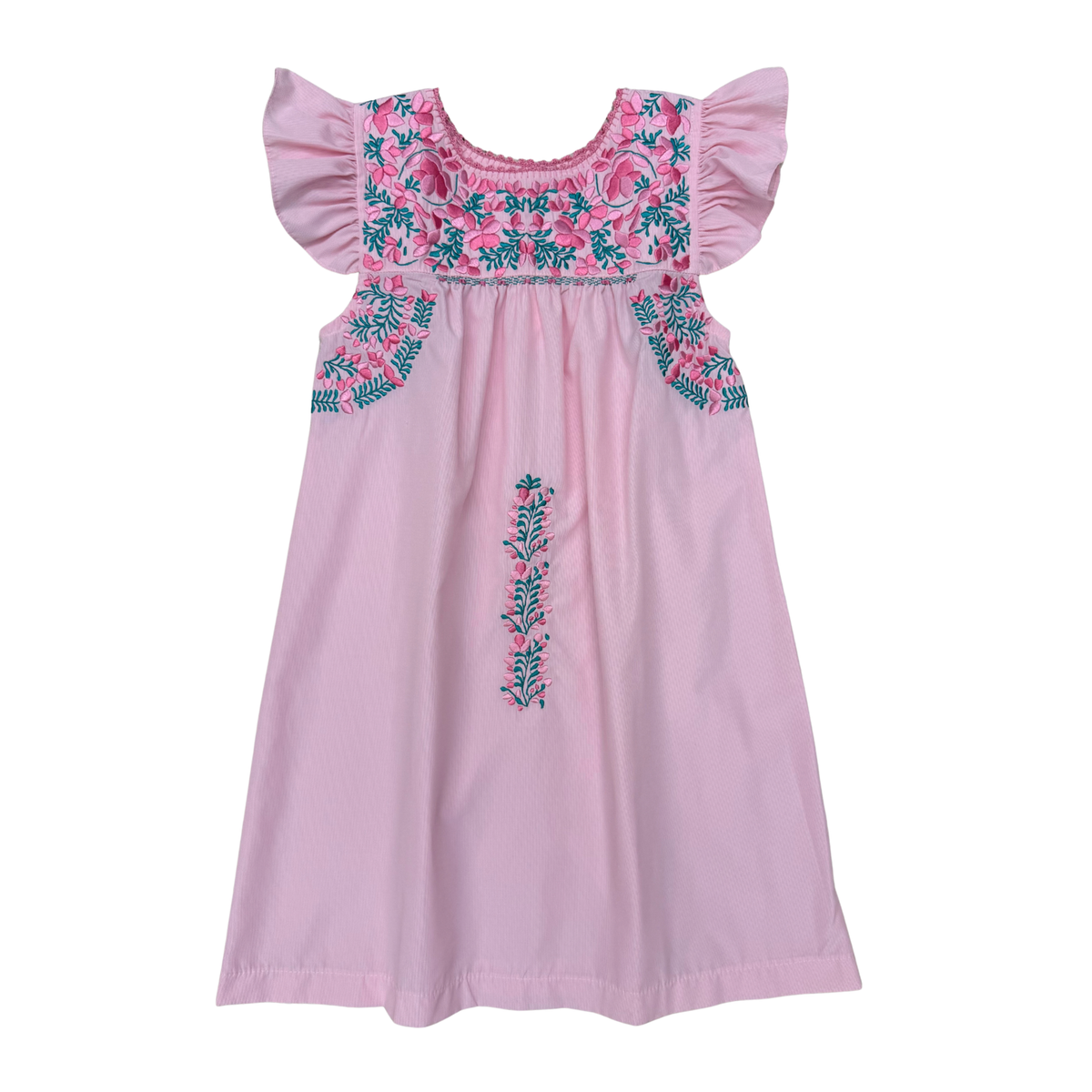 Flutter Sleeve Dress Without a Ruffle - Peony
