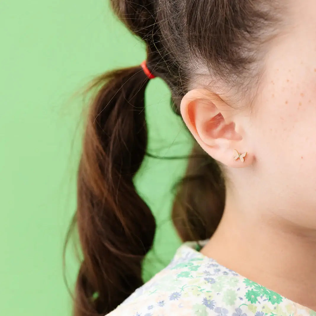 Enamel Butterfly Stud Earrings - Blush